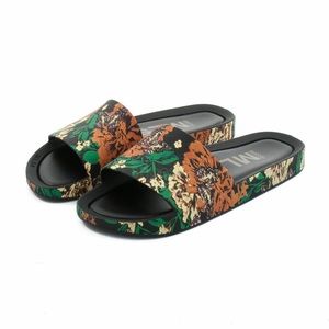 Melissa Beach Slides III Black Floral Size 10
